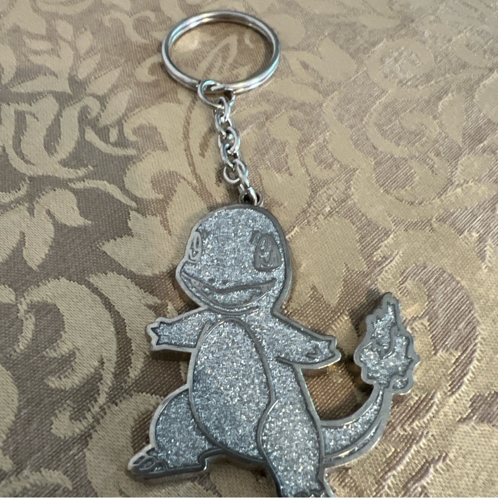 Pokemon Charmander Metal Keychain Glitter Design
